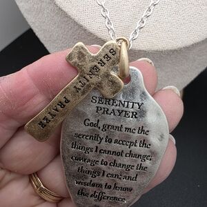 Gold and Silver Serenity Prayer Spoon Pendant (1638)